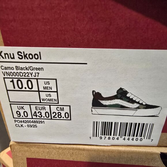 Vans Knu Skool Mens Casual Shoes Camo Green Black VN000D22YJ7 Size 10 NEW - Picture 10 of 10